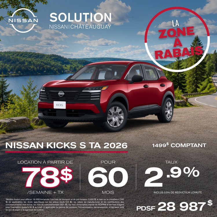 Solution nissan promo AOUT KICKS S TA 2026 FR