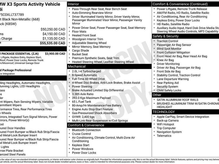 2020 BMW X3 2020 Black