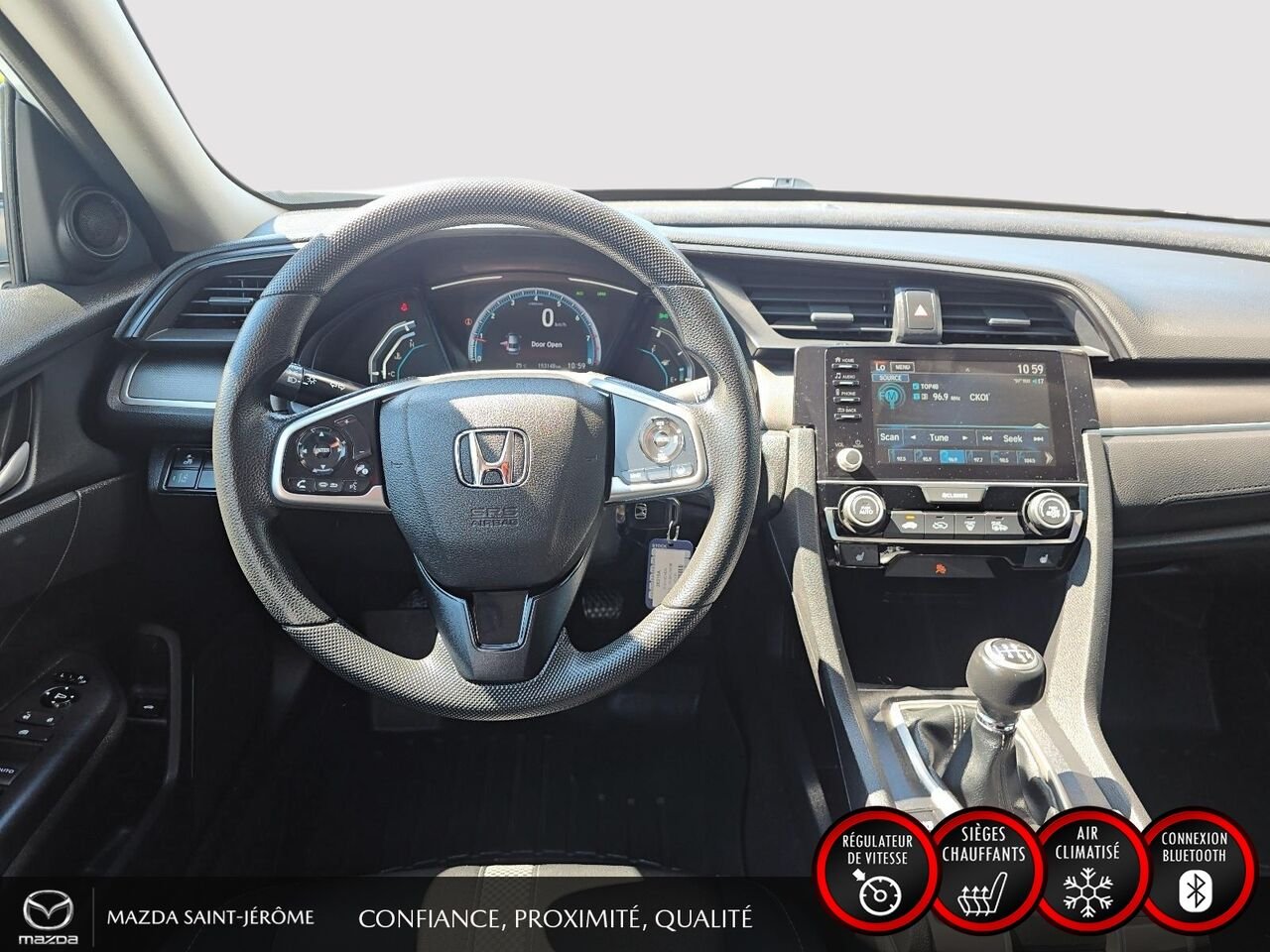 Honda Civic Berline LX | MANUELLE | MAGS NOIR | CARFAX PROPRE 2020 Blanc Saint-Jérôme - photo #20