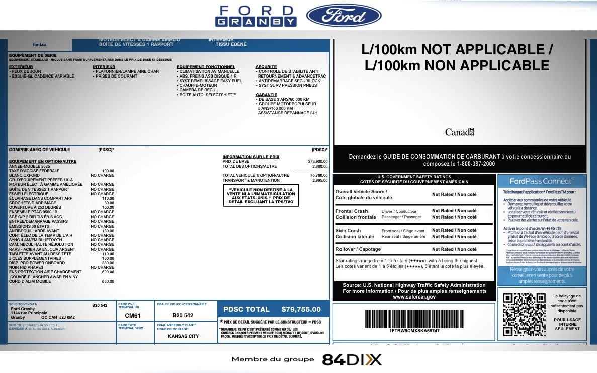 Ford E-TRANSIT FOURGONNETTE UTILITAIRE 2025 Blanc Granby - photo #8