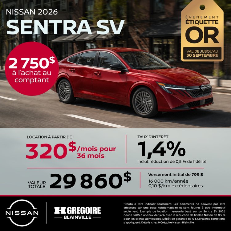 Nissan blainville promo aout SENTRA SV FR
