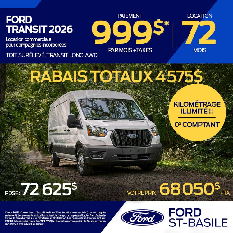 Ford st basile promo septembre Transit 2026 FR
