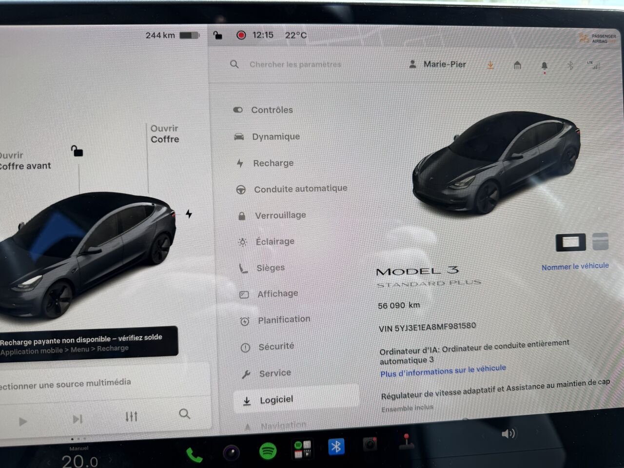Tesla Model 3 Autonomie standard Plus PA 2021 Argent Châteauguay - photo #9