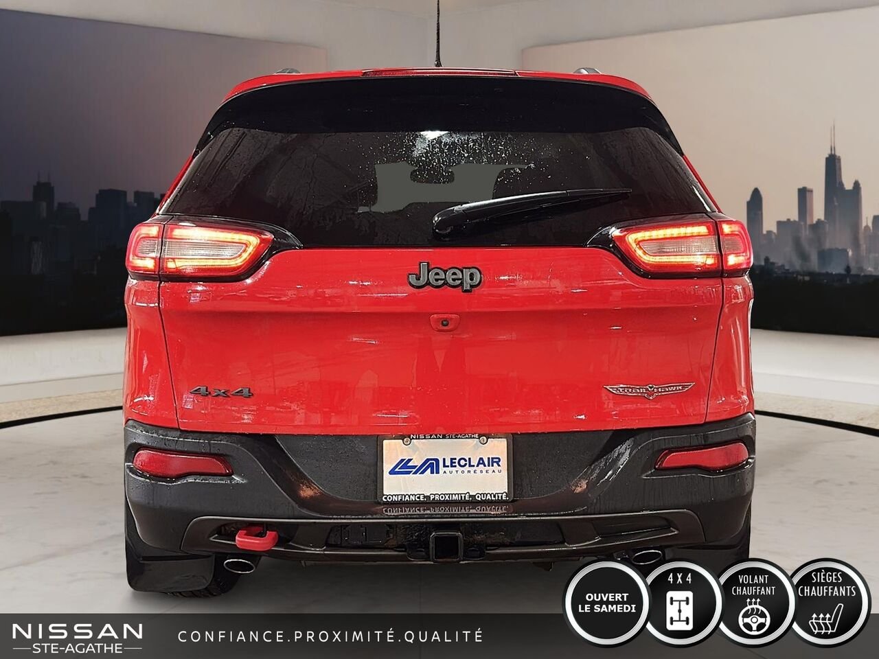 Jeep Cherokee TRAILHAWK | JAMAIS ACCIDENTÉ | 4X4 | CUIR | TOIT OUVRANT | CAMÉRA DE RECUL 2017 Rouge Saint-Jérôme - photo #3