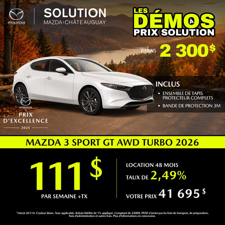 Solution mazda promo septembre MAZDA 3 Sport GT 2026 FR