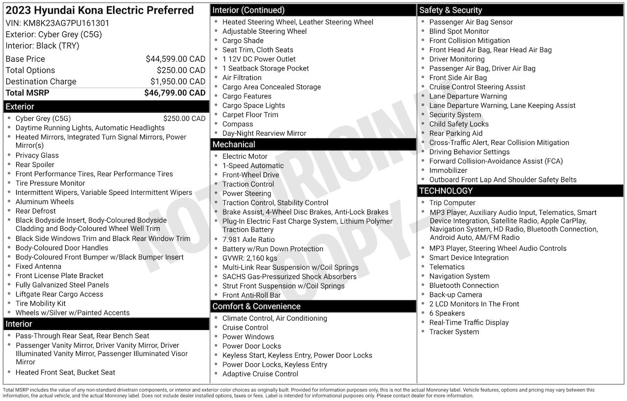 2023 Hyundai Kona Electric PREFERRED Grey Laval - photo #4