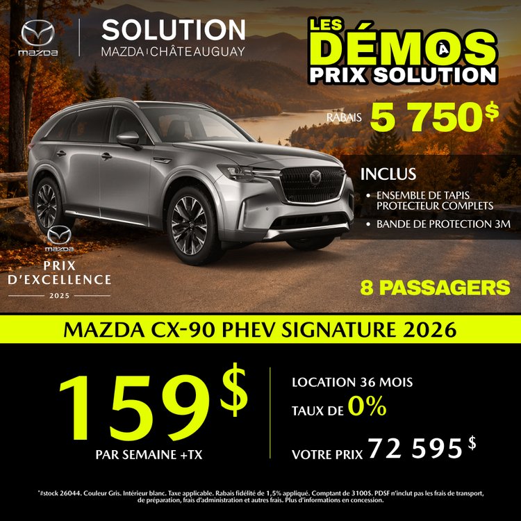 Solution mazda promo septembre CX 90 PHEV Signature 2026 FR