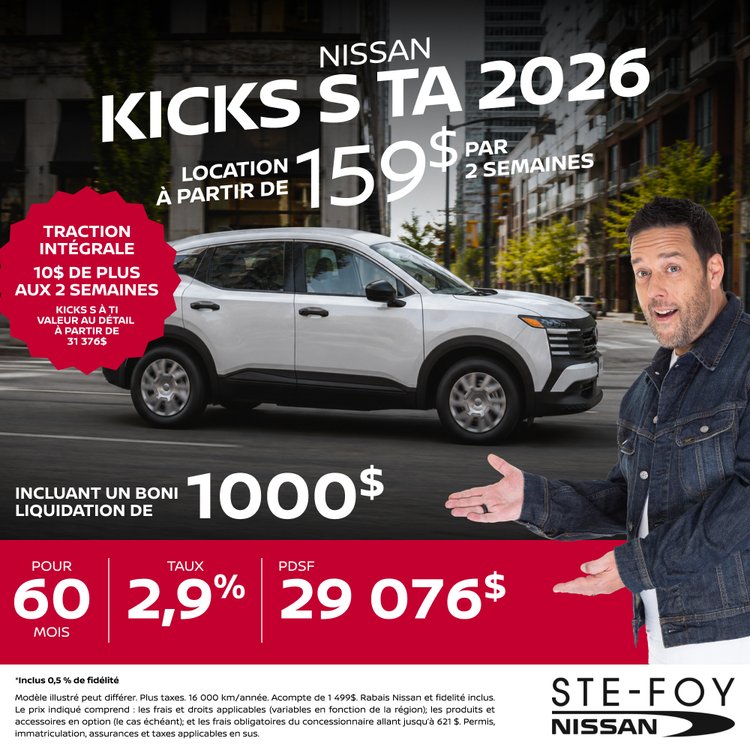 Ste foy nissan promo septembre Kicks S 2026