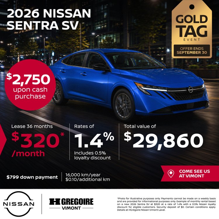 Nissan vimont Promo aout SENTRA SV 2026 EN