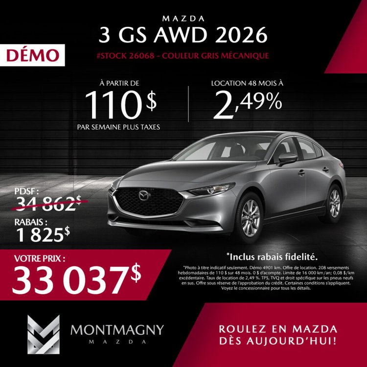 Montmagny mazda promo octobre MAZDA3 GS 2026 FR 1024x1024