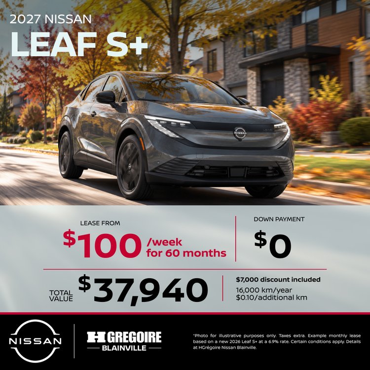 Nissan blainville promo octobre LEAF S PLUS EN