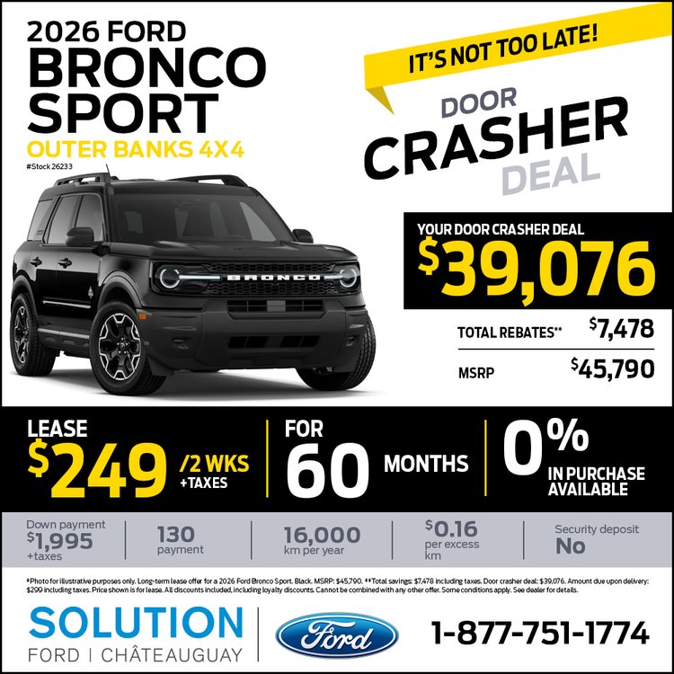 Solution ford promo octobre BRONCO SPORT 2026 EN 1