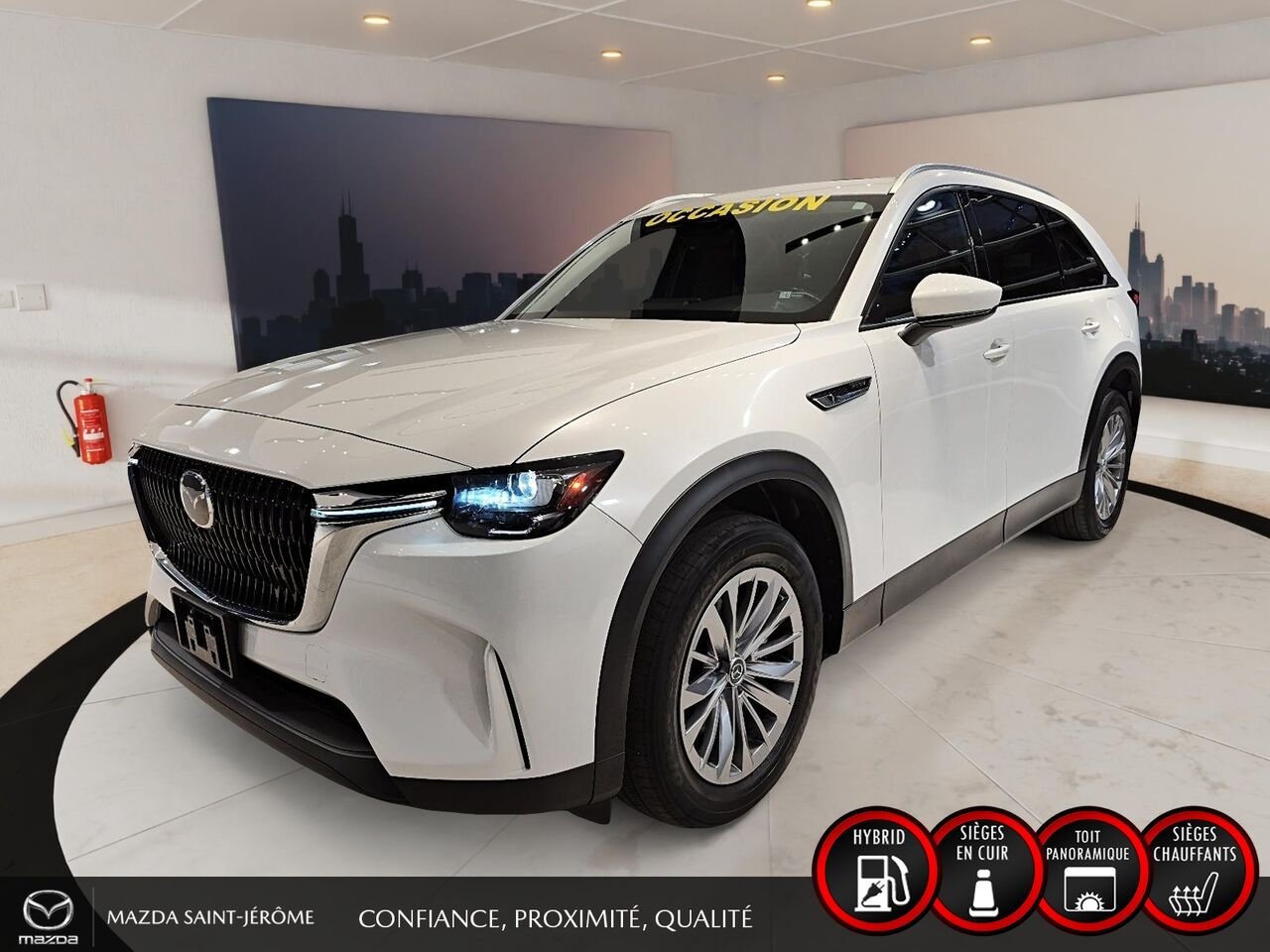 2024 Mazda CX-90 hybride rechargeable GS-L | 1 PROPRIÉTAIRE | HYBRIDE RECHARGEABLE | CUIR | TOIT OUVRANT | AWD White Saint-Jérôme - photo #0