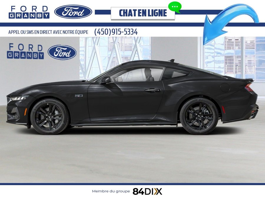 Ford Mustang GT haut niveau à toit fuyant 2025 Noir ombre