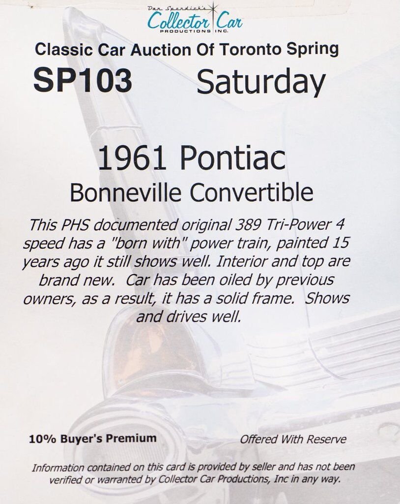 1961 Pontiac Bonneville **PRIX EN USD**C8 Suffix 389cu.in. TriPower 4 Speed Blue Montreal - photo #57