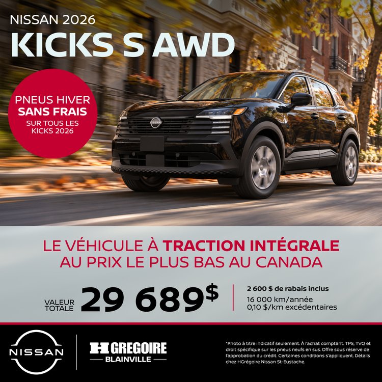 Nissan blainville promo octobre KICKS S FR