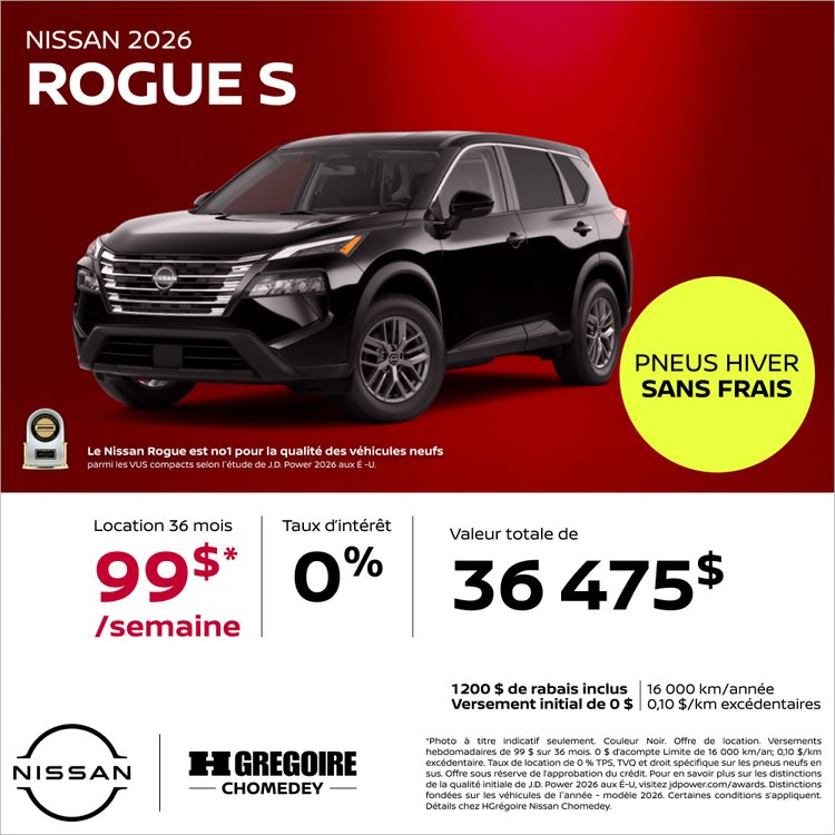 Nissan chomedey promo octobre Rogue S FR