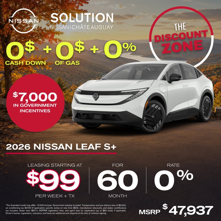 Solution nissan promo SEPTEMBRE leaf S Plus 2026 EN