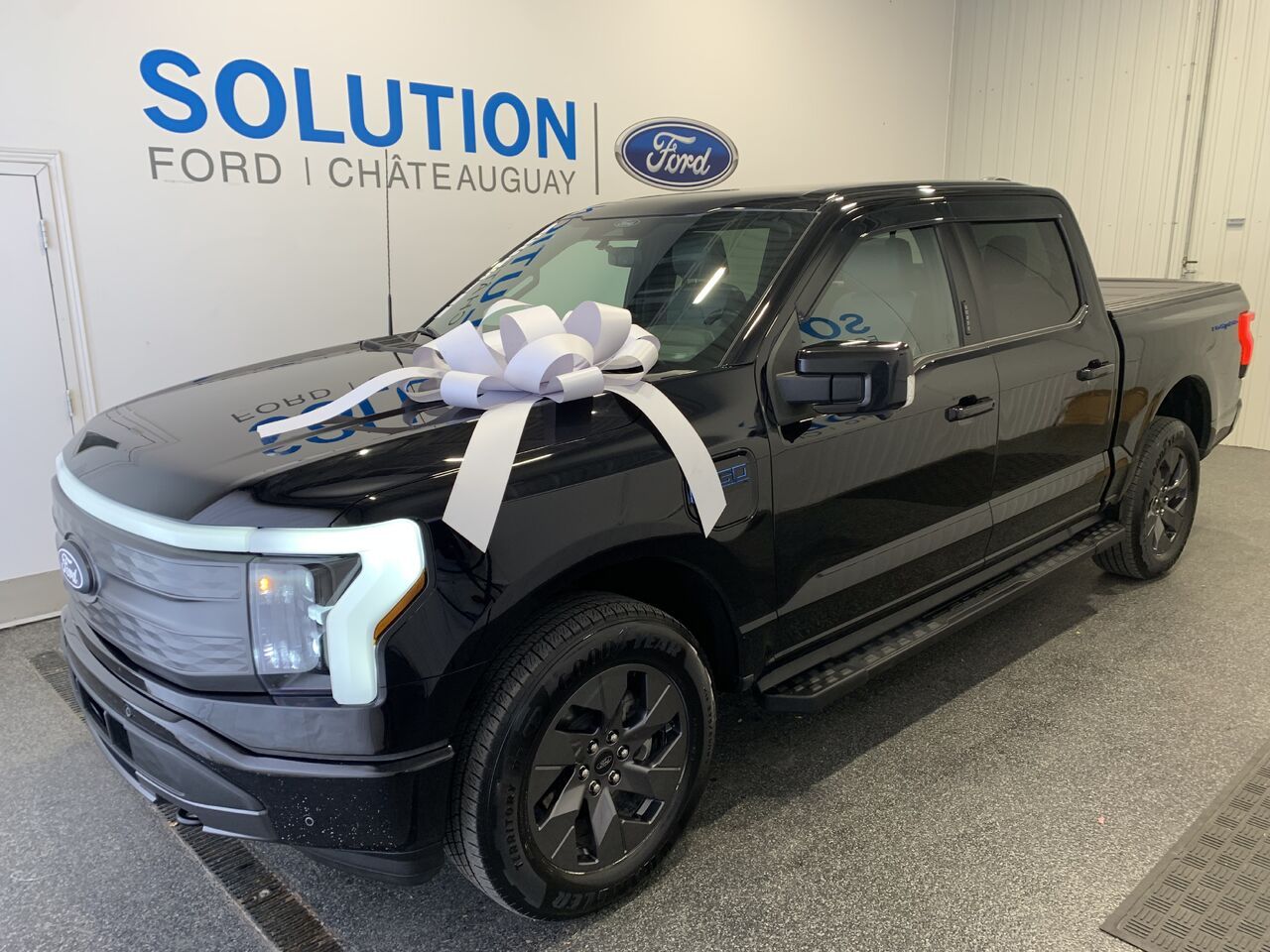 Black 2024 Ford F-150 Lightning Pickup Truck All-Wheel Drive Automatic