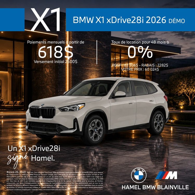 HAMEL BMW X1 xDRIVE28i 2026 SEPTEMBRE FR 1