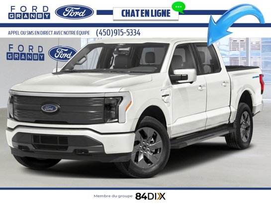 Ford F-150 Lightning LARIAT cabine SuperCrew 4RM caisse de 5,5 pi 2025 Blanc astral métallisé trois couches