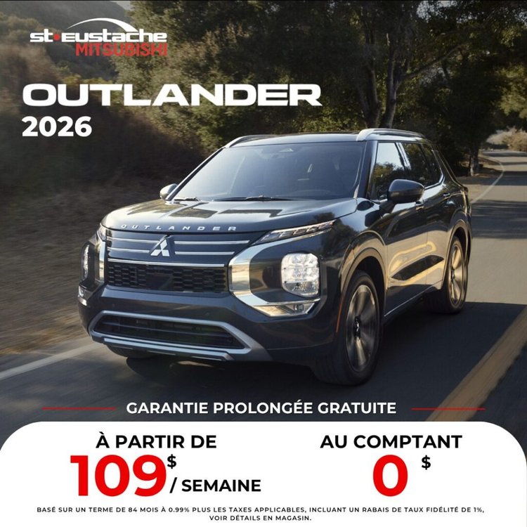 Mitsubishi Outlander 2026 en promotion chez St-Eustache Mitsubishi, SUV familial