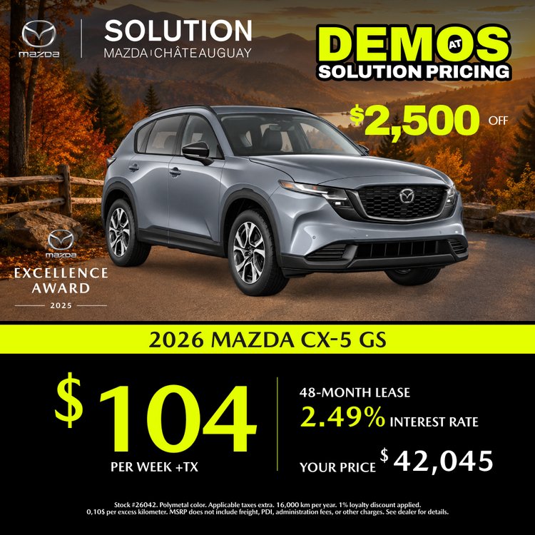 Solution mazda promo octobre CX 5 GS 2026 2026 EN