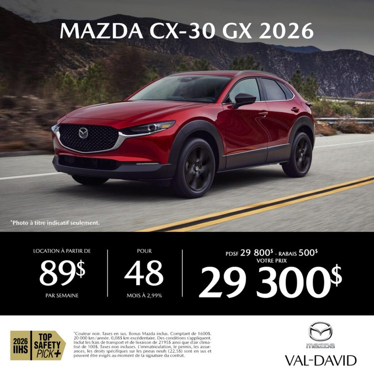 Mazda val david promo octobre CX 30 GX 2026 1024x1024