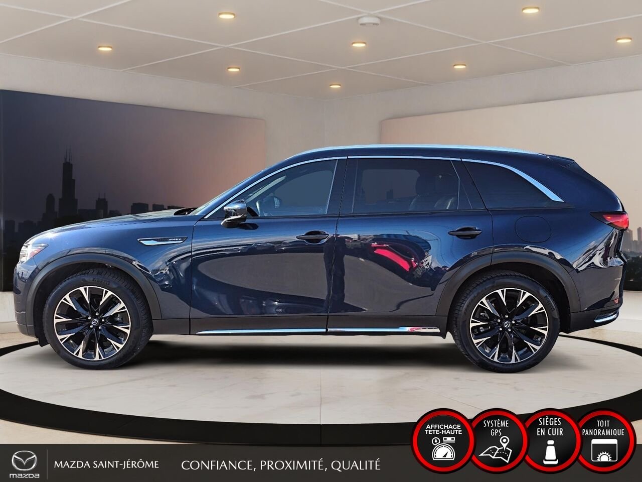 Mazda CX-90 hybride rechargeable GT | TOIT OUVRANT | CUIR | AWD | 2024 Bleu Saint-Jérôme - photo #9