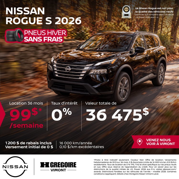 Nissan vimont Promo octobre ROGUE S 2026 FR