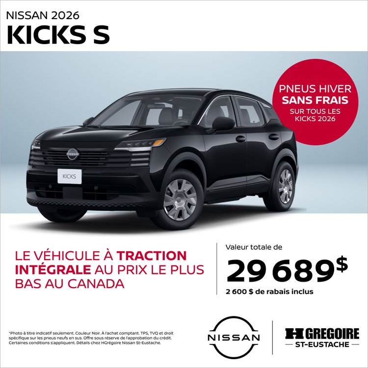 Nissan st eustache promo octobre KICKS S FR