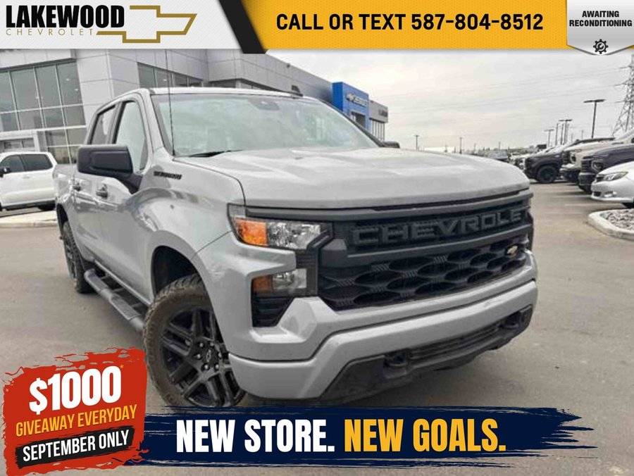 2024 Chevrolet Silverado 1500 Custom Blackout 2.7T | 20in Gloss Black Wheels Grey