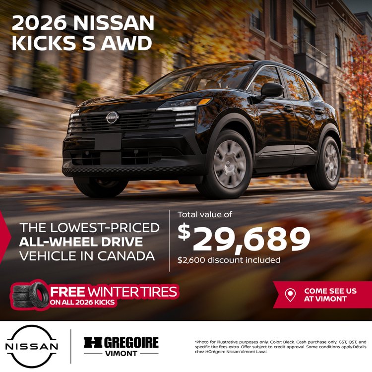 Nissan vimont Promo octobre KICKS S AWD 2026 EN