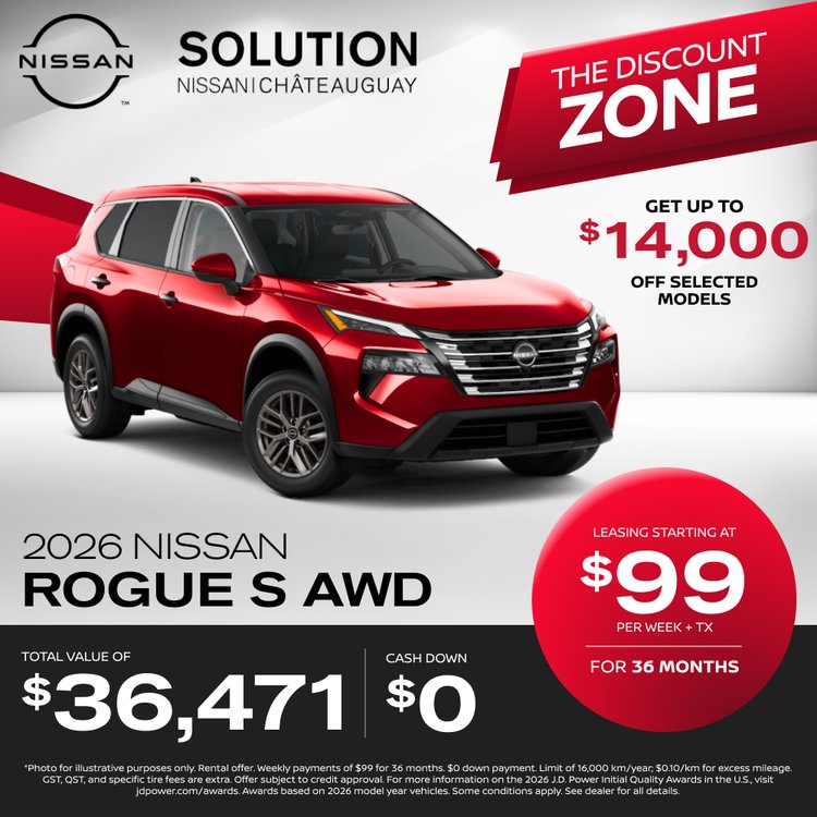 Solution nissan promo octobre Rogue S AWD 2026 EN