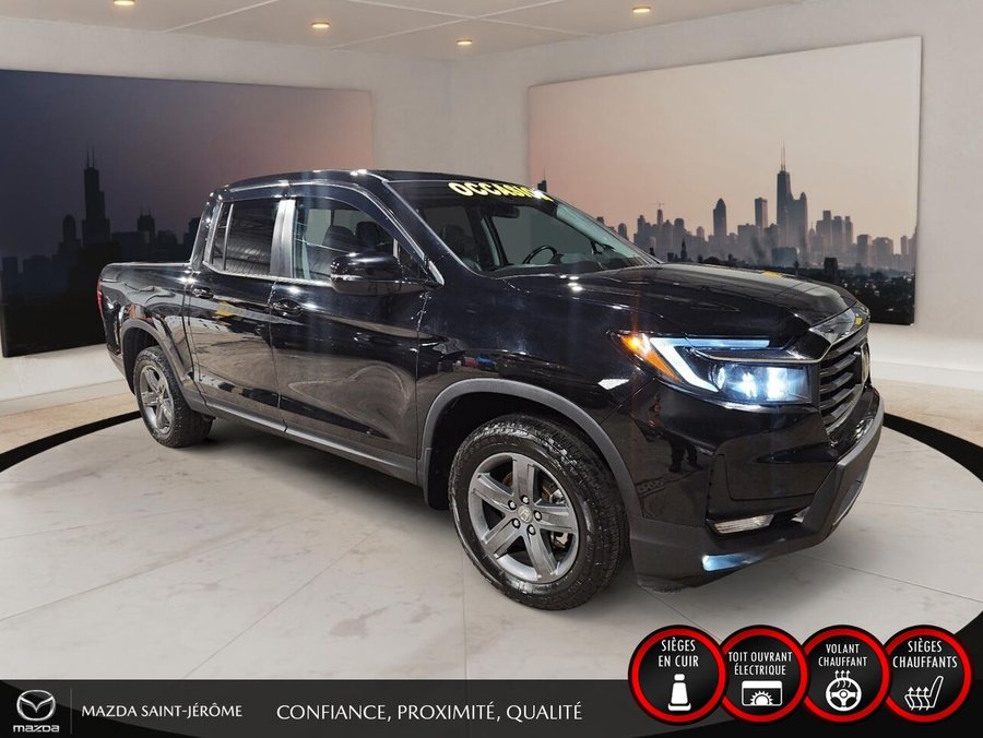 2022 Honda Ridgeline EX-L | 4X4 | TOIT OUVRANT | CUIR | VOLANT CHAUFFANT | DÉMARREUR À DISTANCE Black