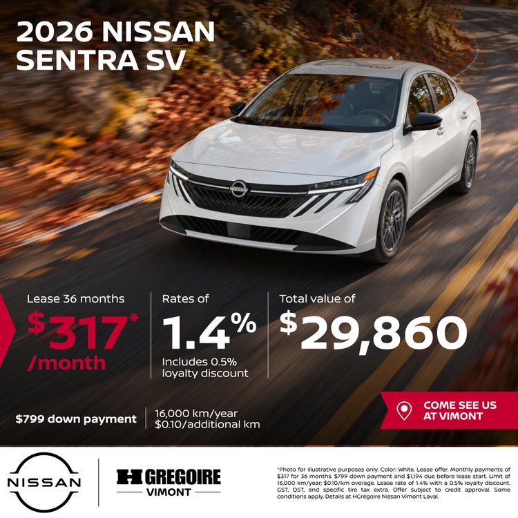Nissan vimont Promo octobre SENTRA SV 2026 EN