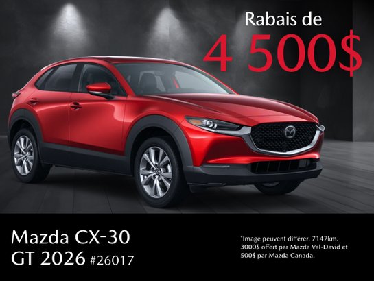 Mazda CX-30 GT, awd, toit ouvrant, Écran 360 degré, Navigation, chargeur sans fil pour cellulaire 2026 Rouge vibrant cristal métallisé
