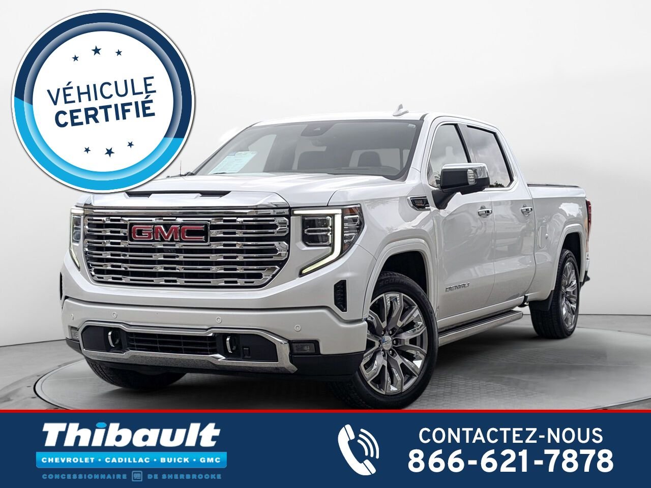 2024 GMC SIERRA 1500 4WD CREW CAB PICKUP Denali Toit Ouvrant Affichage Tête Haute Diesel White Sherbrooke - photo #0