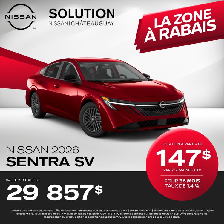 Solution nissan promo octobre Sentra SV 2026 FR 1